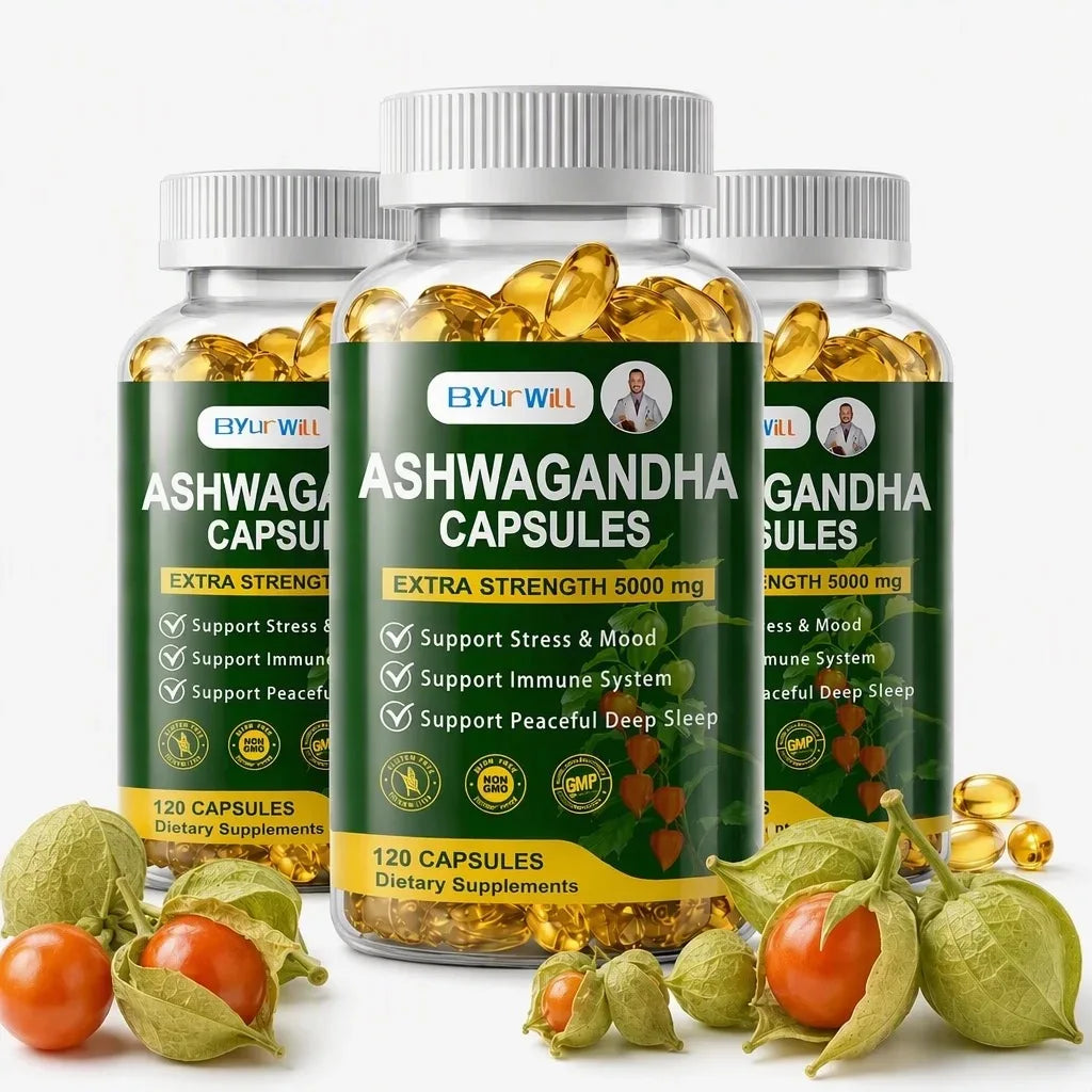 Ashwagandha 5000mg Extra Strength Capsules – Supports Stress Relief, Mood, Sleep & Immune System – Non-GMO, GMP Certified
